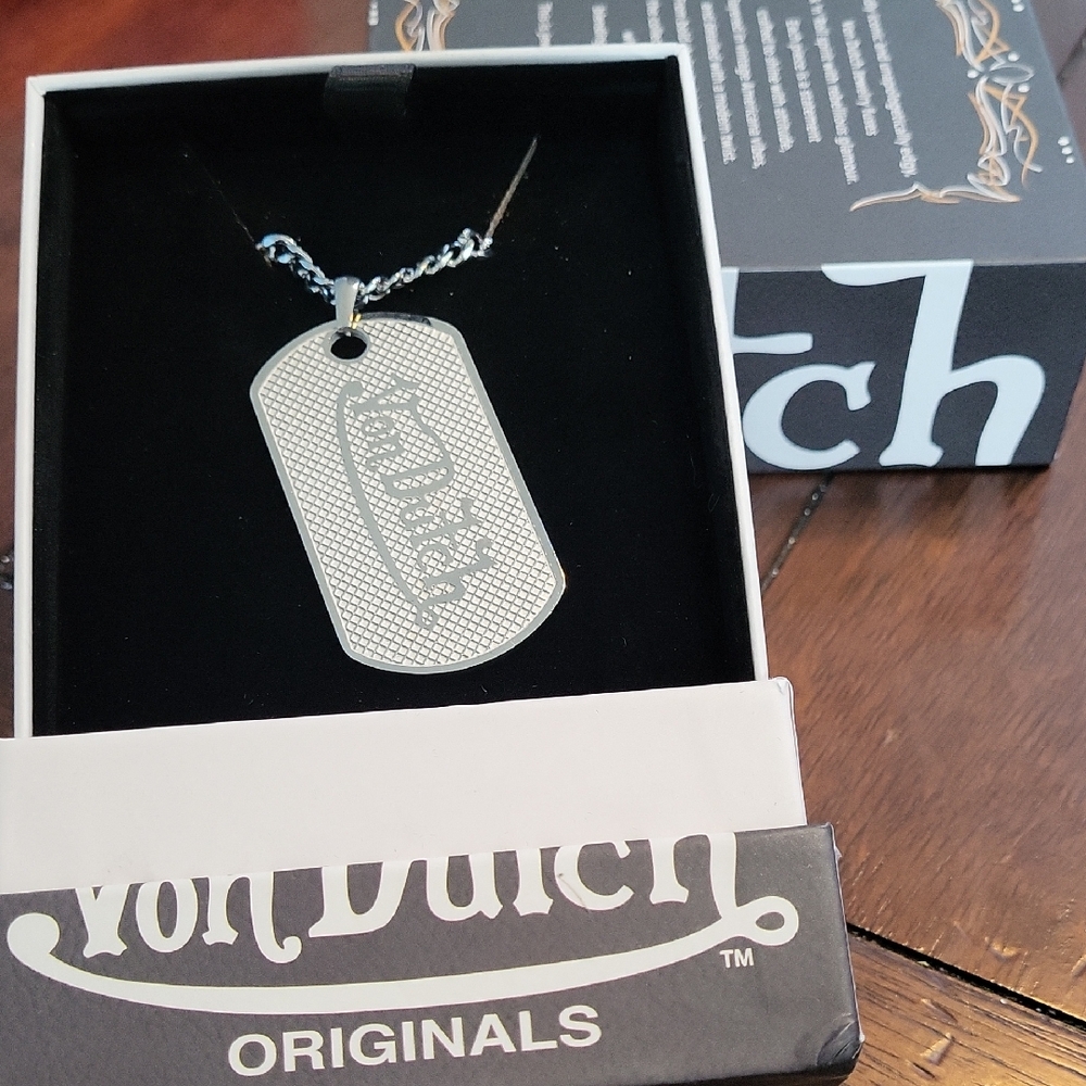 Buxton Silver-Tone Dog Tag Necklace with Chain